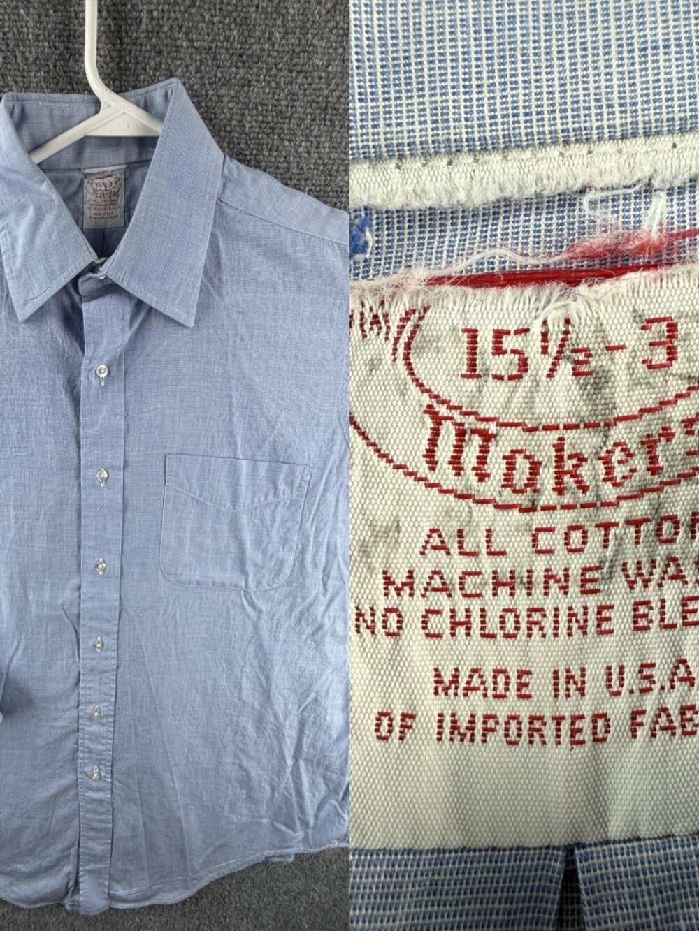 VTG Brooks Brothers Makers 15.5 33 Blue Cotton USA Point Shirt Button Up Men